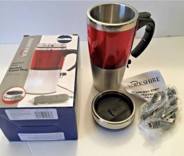 Yorkshire Stainless Steel Heated Travel Mug 13 oz Red NIB