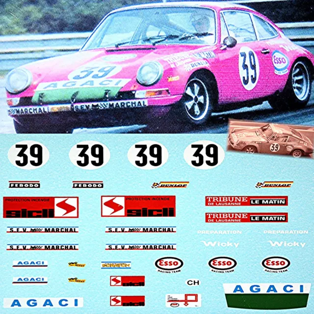 Porsche 911S Le Mans 1971 Team a. G. a. C. I. #39 Verrier 1:24 Decal