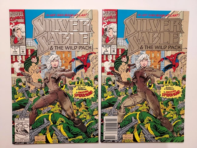 Silver Sable #1  Marvel Comics Embossed Silver Foil Cover Newsstand and Direct