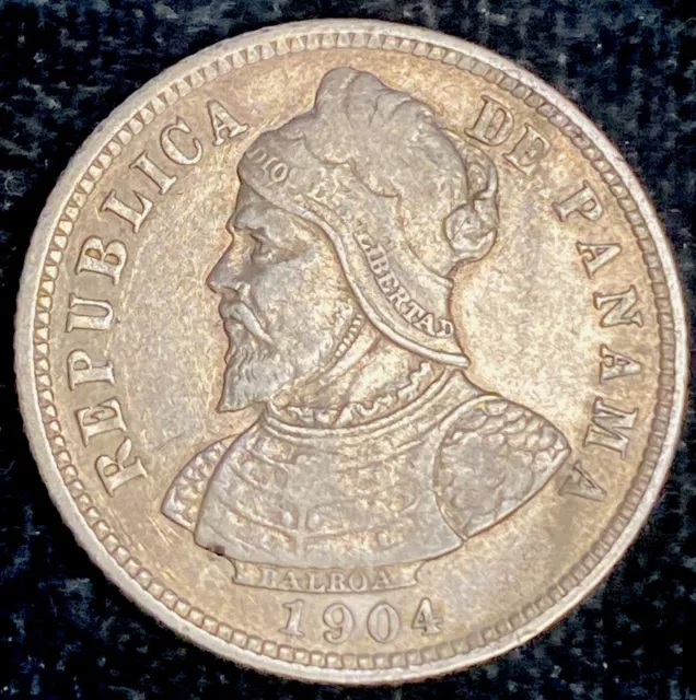 1904 Panama 10 Centesimos Silver Coin