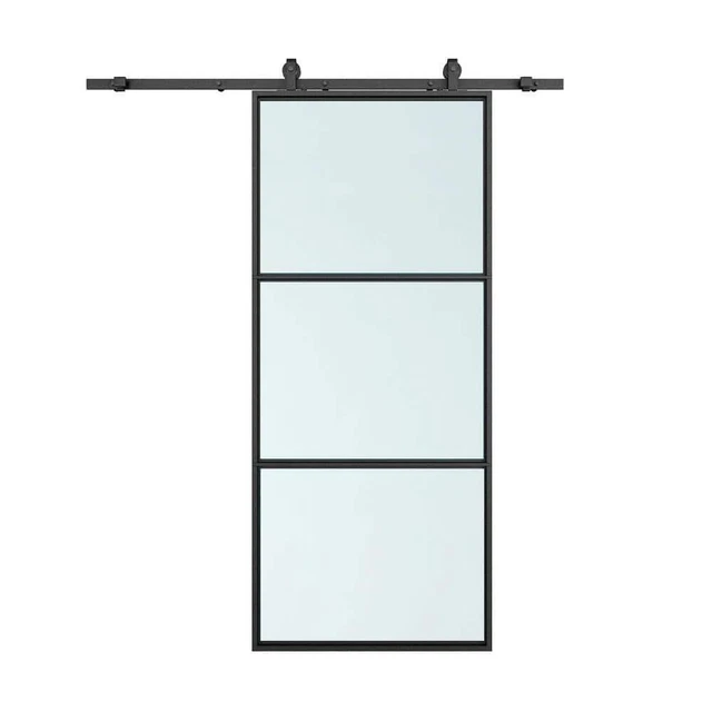 CALHOME Sliding Barn Door W/ Hardware Kit Door Handle 36" x 84" Steel Black