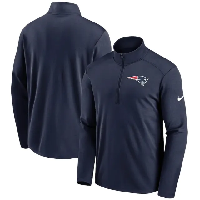 Men's NFL New England Patriots Nike Navy Pacer Half Zip Pullover Top