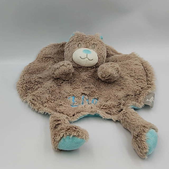 Doudou plat rond ours gris bleu TOM ET ZOE - 31611