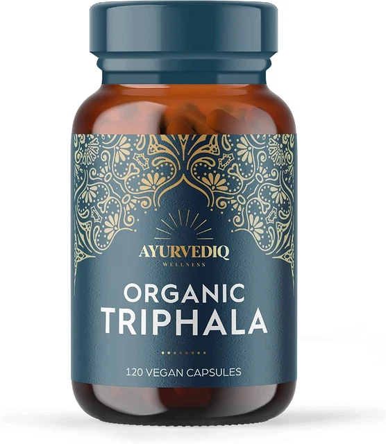 Cápsulas orgánicas Triphala, suplemento poliherbal con minerales y aminoácidos