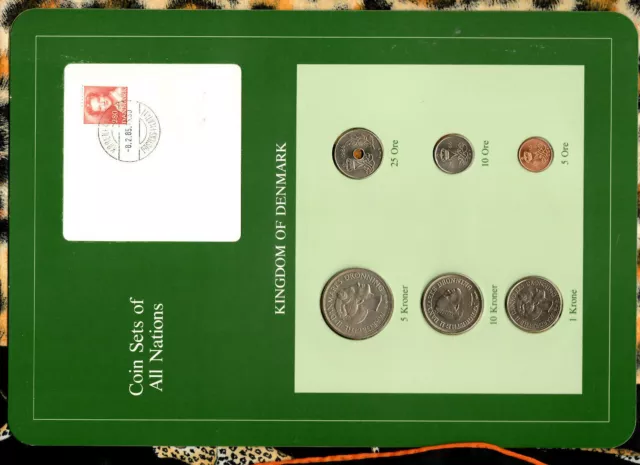 Coin Sets of All Nations Denmark 1986 UNC 1, 5, 10 Kroner 25, 10, 5 Ore
