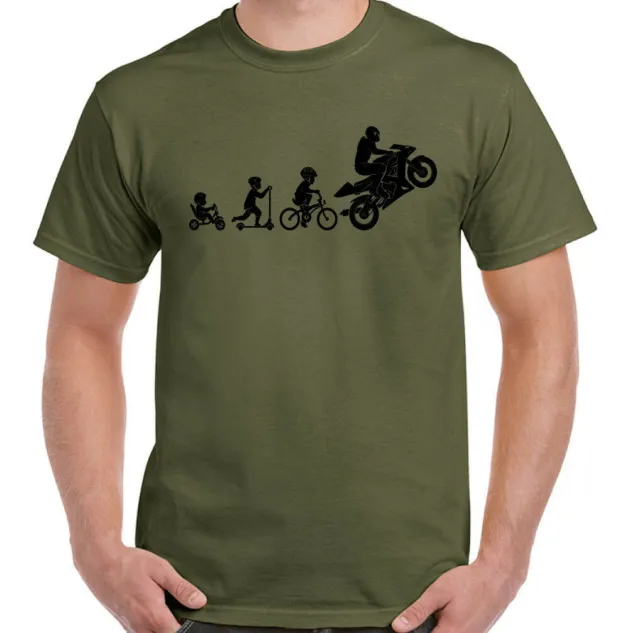 Motorbike T-Shirt Mens Funny Evolution Biker Superbike Motorcycle Sports Bikie