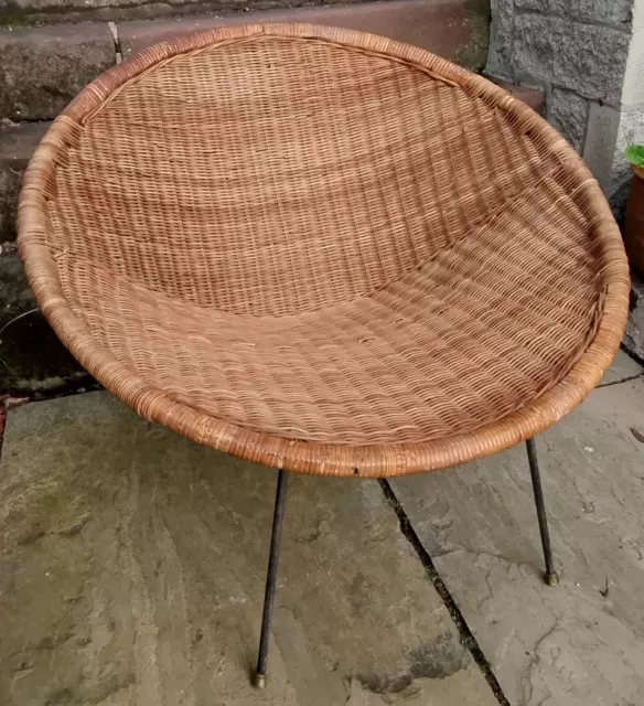 Vintage 60s Rattan Sputnik Chair Designed by Franco Albini