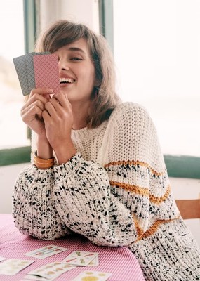 SEZANE AMAYA JUMPER in green peonies 