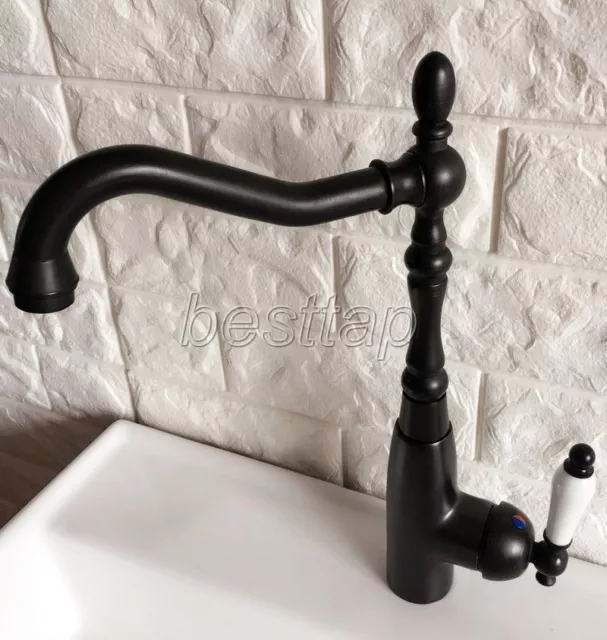 Black Oil Rubbed Brass Bathroom Kitchen Bar Vessel Sink Swivel Faucet Tap snf379