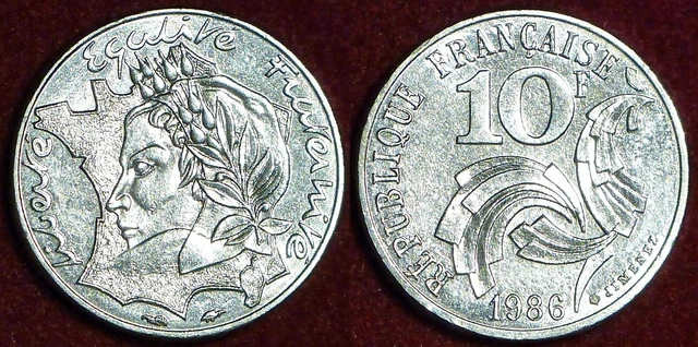 France 10 francs 1986 République type Jimenez high grade