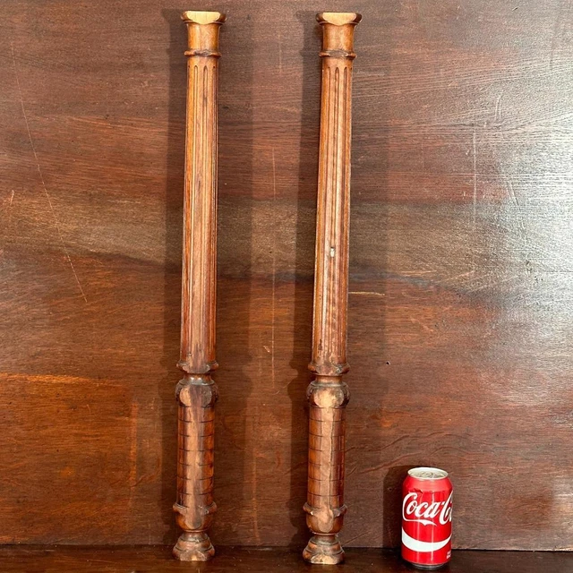 Pair of French Antique Renaissance Revival Walnut Wood Pillars/Posts/Ballusters 5