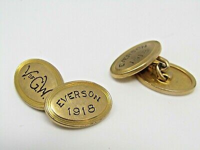 Everson 1918 V of GW Cufflinks Antique Krementz Gold Plate High Quality