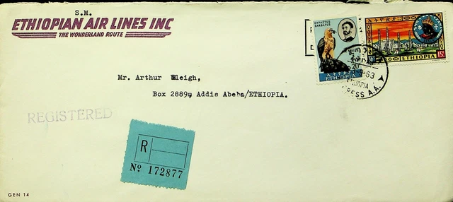 Sephil Äthiopien 1963 Ethiopian Airlines Regd Abdeckung W/2v Sich Addis Abeba