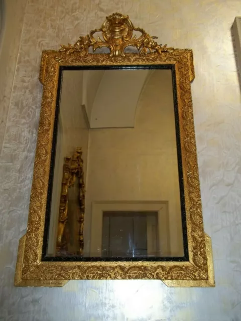 Espejo Con Mercurio Con Marco de La Tallada Dorada en Madera, 1890