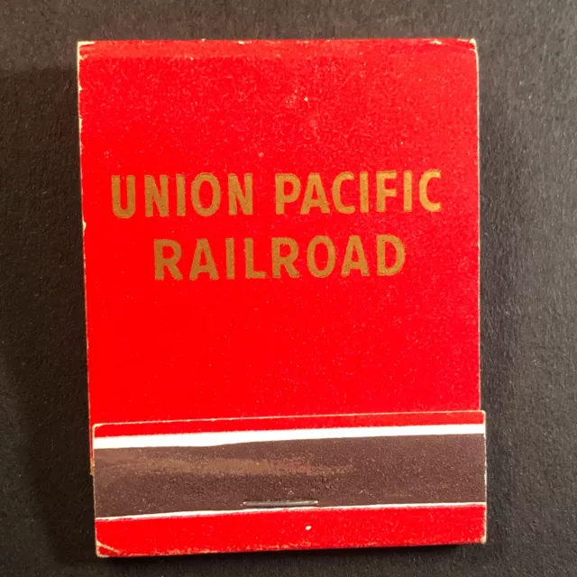 Union Pacific RR Nearly Full (-2) Matchbook Red w/ Gold Ink Text c1950's VGC