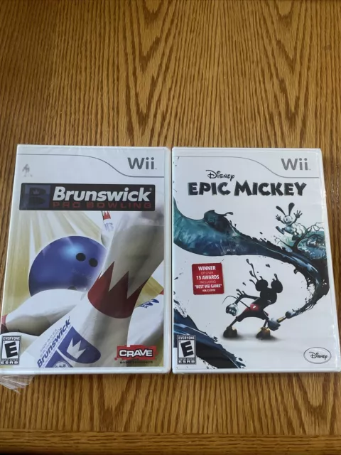 Brunswick Pro Bowling + Epic Mickey (Nintendo Wii, 2007) NEW with seal rips