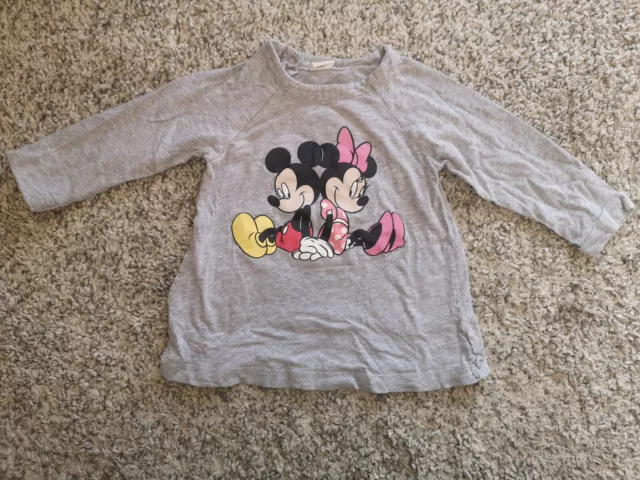 Baby Longsleave Disney Gr. 86 Grau Mädchen Mickey Mini Maus Mouse Langarm TShirt