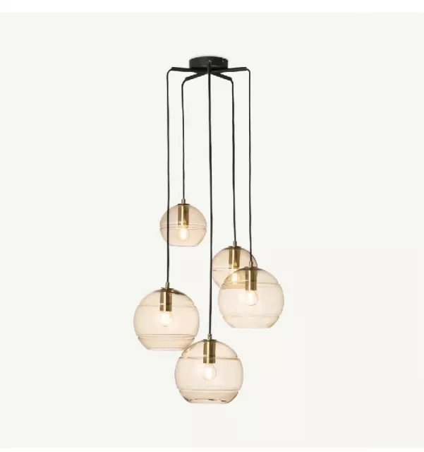 Made. Mika Pendant Chandelier Ceiling Light , Champagne, Grey & Brass. New 🔥🔥