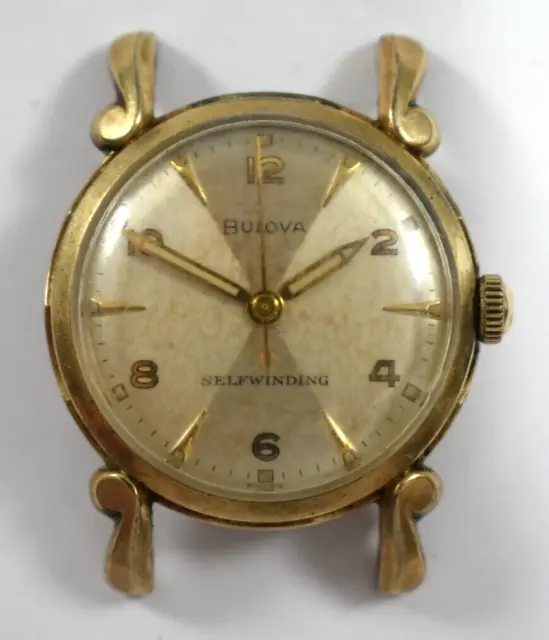 Vintage 1959 L9 Bulova Fancy Lug Case Selfwinding Wrist Watch Runs lot.18