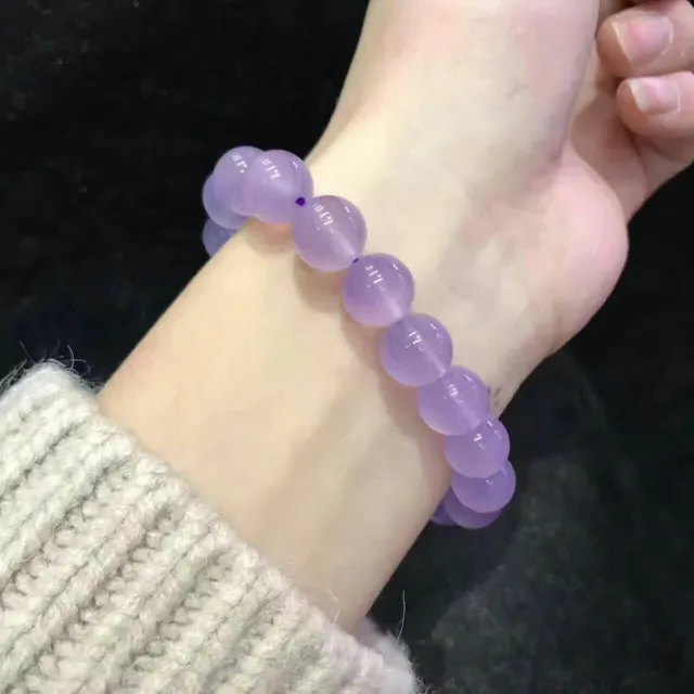 8mm Purple Chalcedony Bracelet 7.5inches cuff Meditation Spirituality Reiki