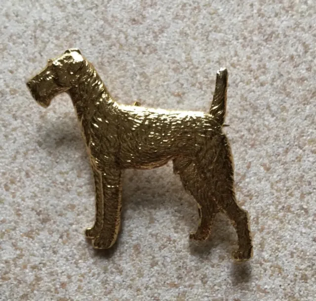 VINTAGE Unused 1970s Bright  Golden KENART IRISH Or Welsh TERRIER DOG broocH