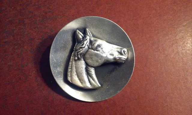 Vintage Metal Silver-Tone HORSE BUST Brooch Pin 3-D Like Bust Figure