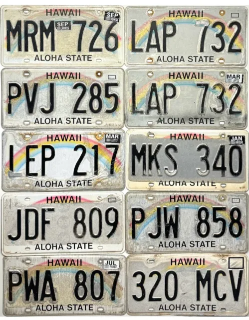 *99 CENT SALE*  Hawaii Rainbow License Plate LOT OF 10 Craft Grade No Reserve