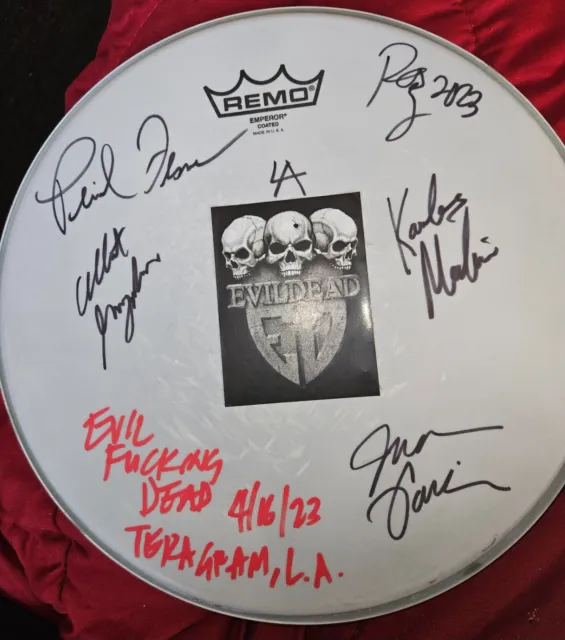 signed Evildead drumhead April 2023