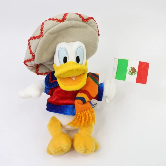 Disney World Donald Duck Mexico Flag Sombrero Plush Epcot Walt Disney World 9”