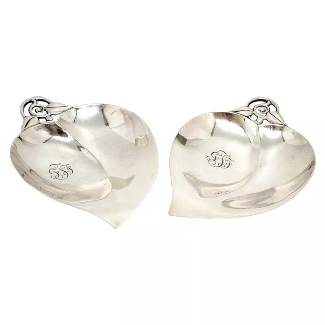Set of 2 Tiffany & Co Sterling Silver Heart/Apple Bowls with Monogram #12453