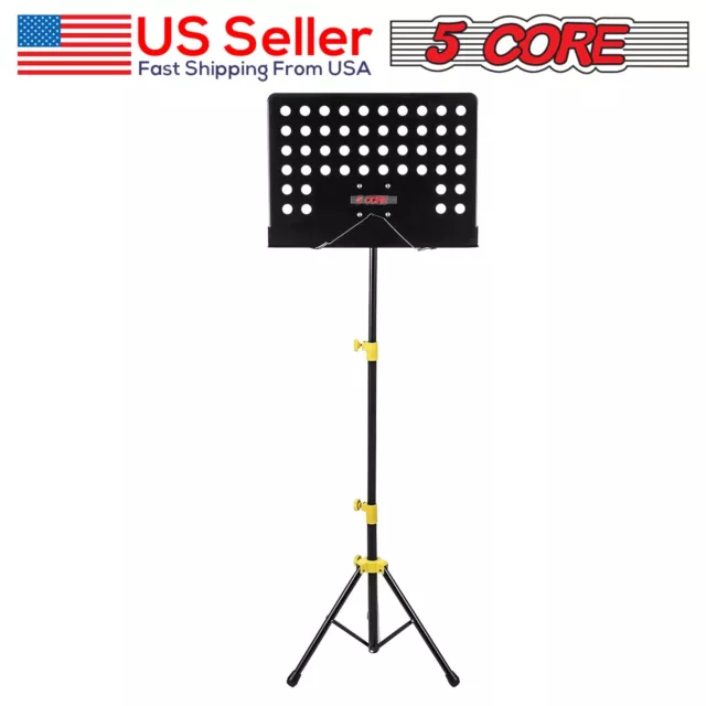 5Core Sheet Music Stand Portable Travel Folding Music Holder Heavy Duty Metal⚫🟡