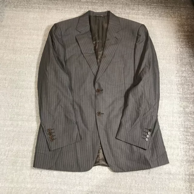 Canali Blazer Mens 50 Sports Coat Beige Brown Pin Stripe Jacket Wool Two Button