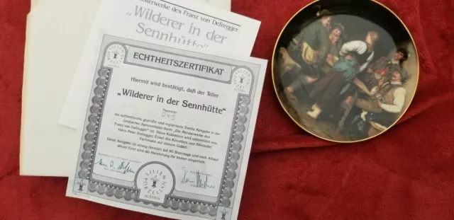 Sammelteller - Wandteller - Franz von Defregger - Wilderer in der Sennhütte -OVP