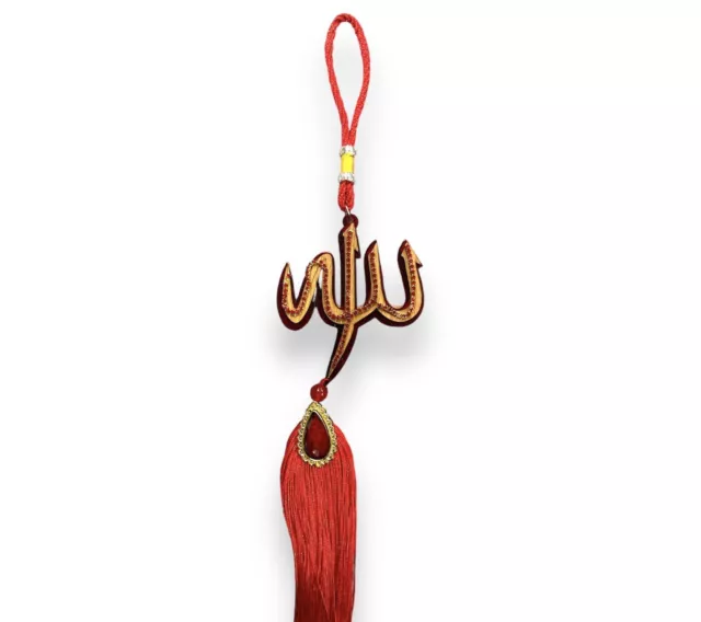 Islamic Car Hanging  Ornament Rearview Mirror Pendant “Allah” - Red