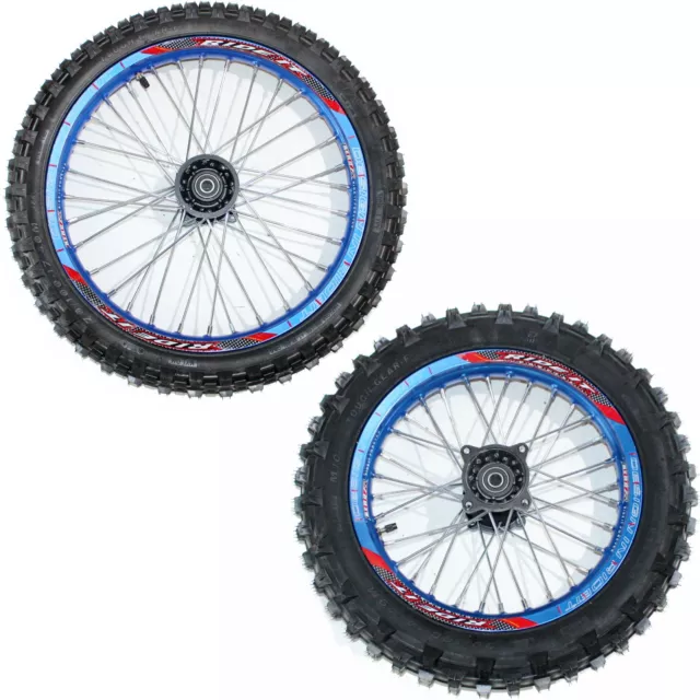 BLUE 15mm 17 Inch Front 14 inch Alloy Rear Wheel Rim Tyre Tire PIT Dirt Bike