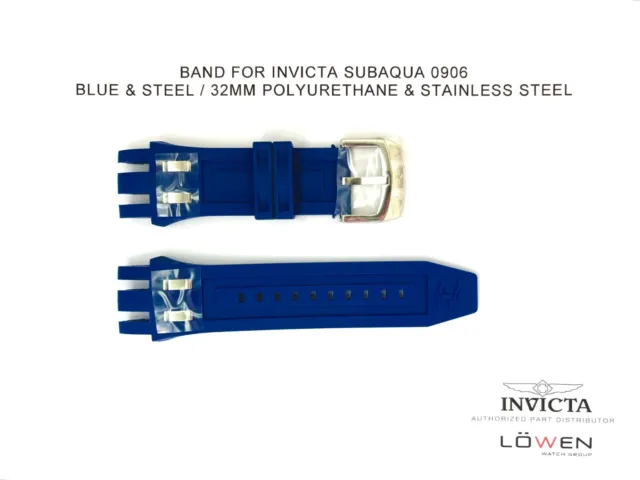 Authentic Invicta Subaqua 0906 Blue Polyurethane Stainless Steel 32MM Watch Band
