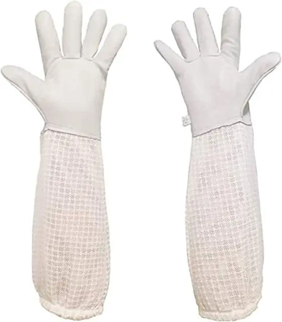 Premium Goatskin Beekeeping Gloves, Bee Beekeeper Gloves with 3 Layers Ventilate