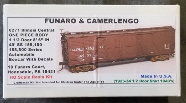 LMH Funaro F&C 6271 ILLINOIS CENTRAL 40' 1-1/2 Door Automobile Boxcar IC 1-PIECE