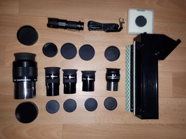 Teleskop Zubehör Einsteigerset:  Okulare, Telrad, Rotlichtlampe, Graufilter TOP