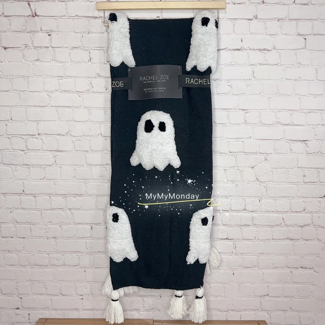 RACHEL ZOE BLACK & White Ghost Blanket TikTok Viral Throw Halloween NWT
