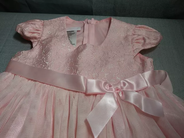 Bonnie Baby Dress Girls 12 Months Princess Bow Layered Zipper Flower  Lace 2