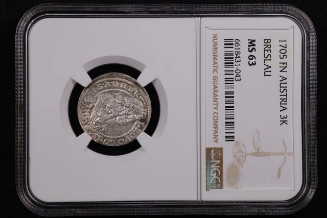 1705 FN Austria 3 Kreuzer - Breslau - NGC MS63