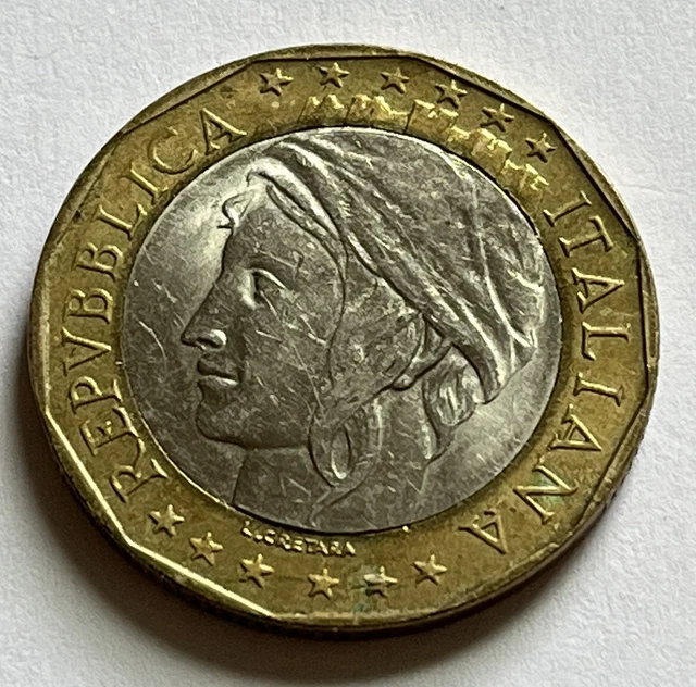 Italy Coin 1000 Lire European Union Reunited Germany Map | Globe | 1998