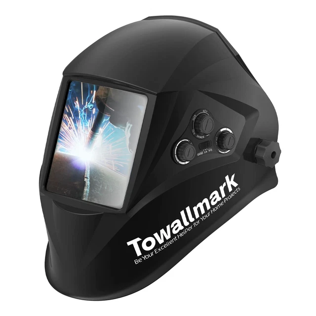 Auto Darkening Welding Helmet, 3.95”×3.9” Large Viewing Welding Hood, True