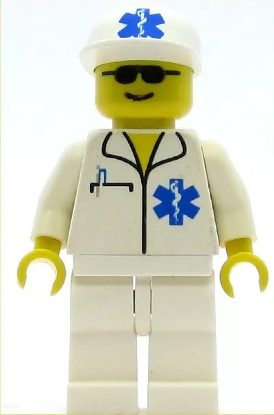 LEGO Town Minifigure Doctor EMT Star of Life White Legs White Cap (Genuine)