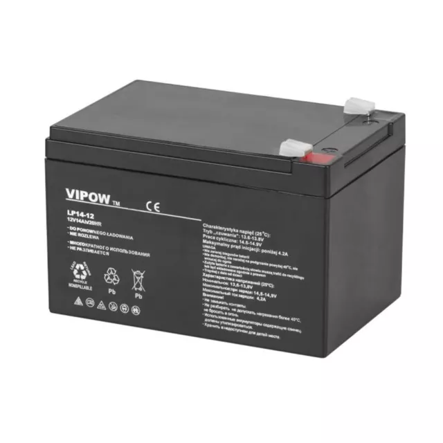 Batterie gel 12V 14Ah rechargeable sans entretien VIPOW