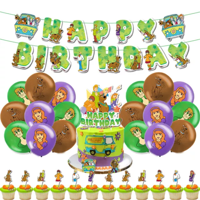 Shaggy Scooby Happy Birthday Party Decoration Supplies Balloon & Banner & Topper