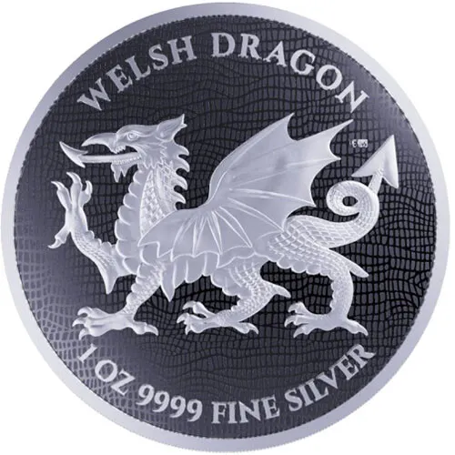2022 1 oz Niue Silver Welsh Dragon Coin (BU)