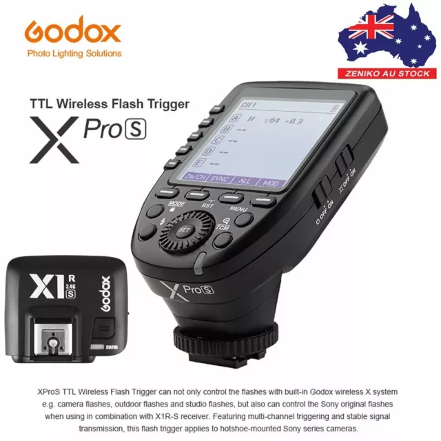 AU Godox XPro-S 2.4G TTL HSS Flash Trigger Transmitter+X1R-S Receiver For Sony