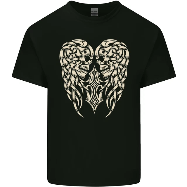 Angel Skull Wings Motorcycle Biker Kids T-Shirt Childrens